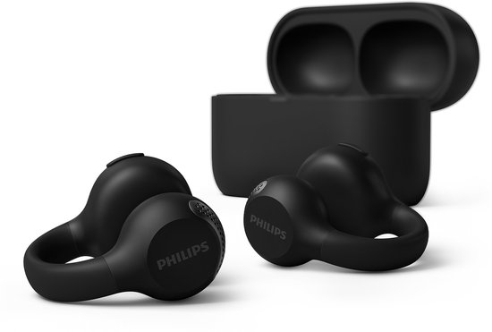 Écouteurs sans fil ouverts PHILIPS TAQ2000BK/00 - Contours d'oreille - Ajustement ouvert - 28 heures d'autonomie - Bluetooth multipoint - IPX4 - Contrôle par application - Commandes sur les contours d'oreille - Zwart