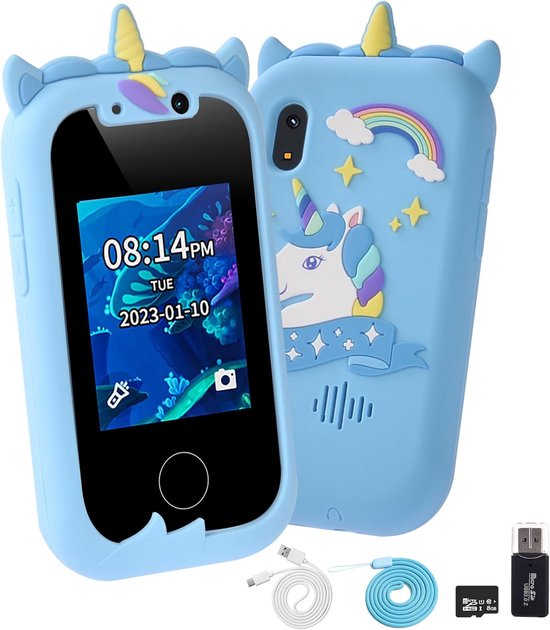 Smartwatch voor kinderen, 26 spelletjes, calorieënteller, met camera's