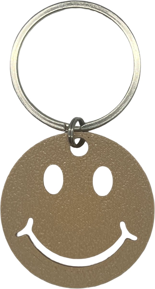 Smiley sleutelhanger Beige 4 cm