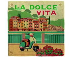 1 x Tegel - Wandtegel - Spreuk - La Dolca Vita - Scooter 11 x 11 x 0.6 cm