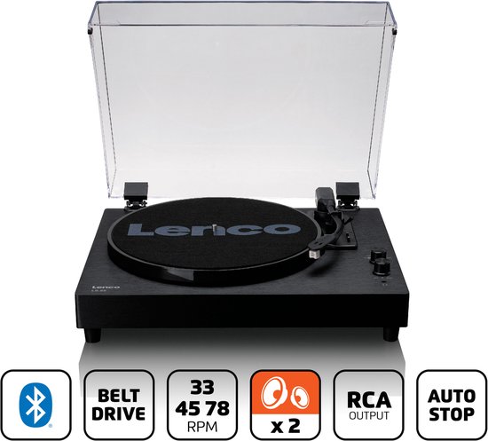 Lenco Platenspeler - Houten Platenspeler met Bluetooth en ingebouwde speakers - LS-60BK - Zwart — afbeelding 5