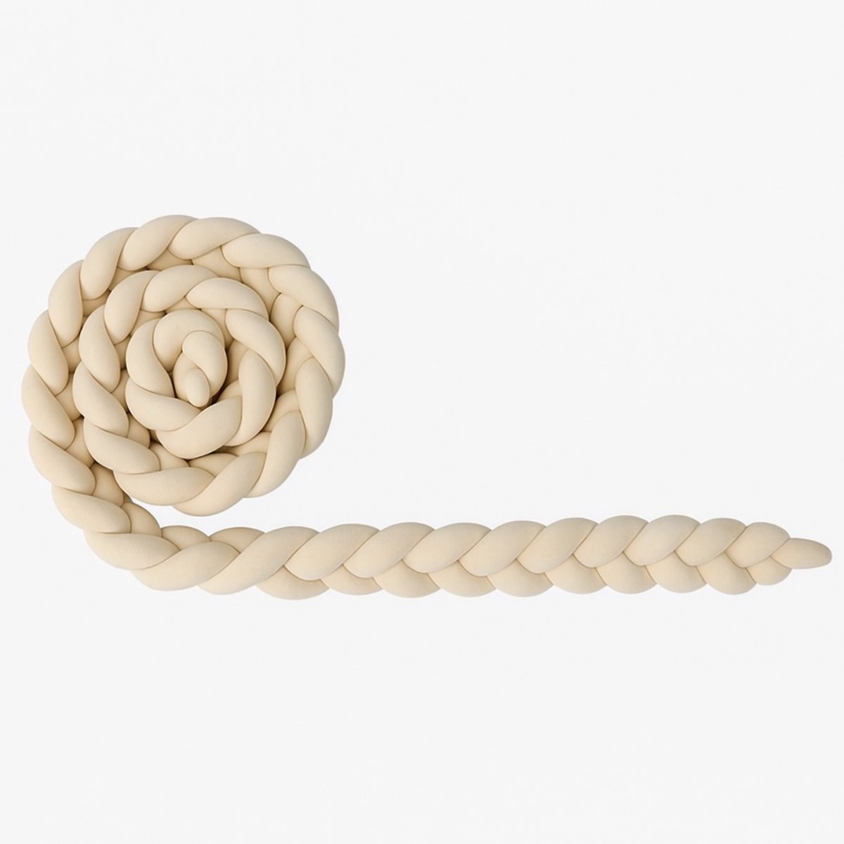 Baby Bed Bumper gevlochten, boxomrander, hoofdbeschermer, bedbumper, boxrand (4 meter) van Baby-slofje.nl , licht beige