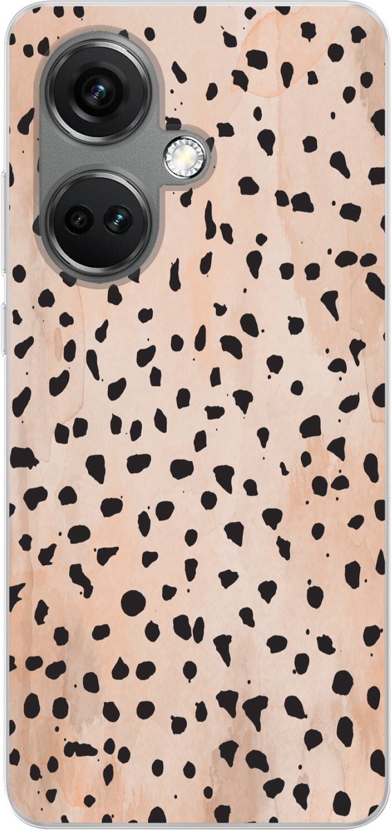 Telefoonhoesje Geschikt voor OnePlus Nord CE 3 (5G) hoesje - Stippen - Zwart - Marmer print - Siliconen Telefoonhoesje Telefoonhoesje