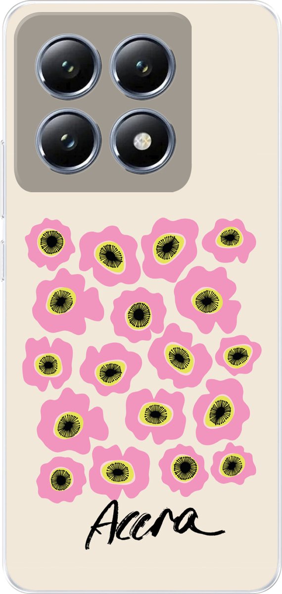 Telefoonhoesje Geschikt voor Xiaomi 14T hoesje - Bloemen - Roze - Ghana - Siliconen Telefoonhoesje Telefoonhoesje