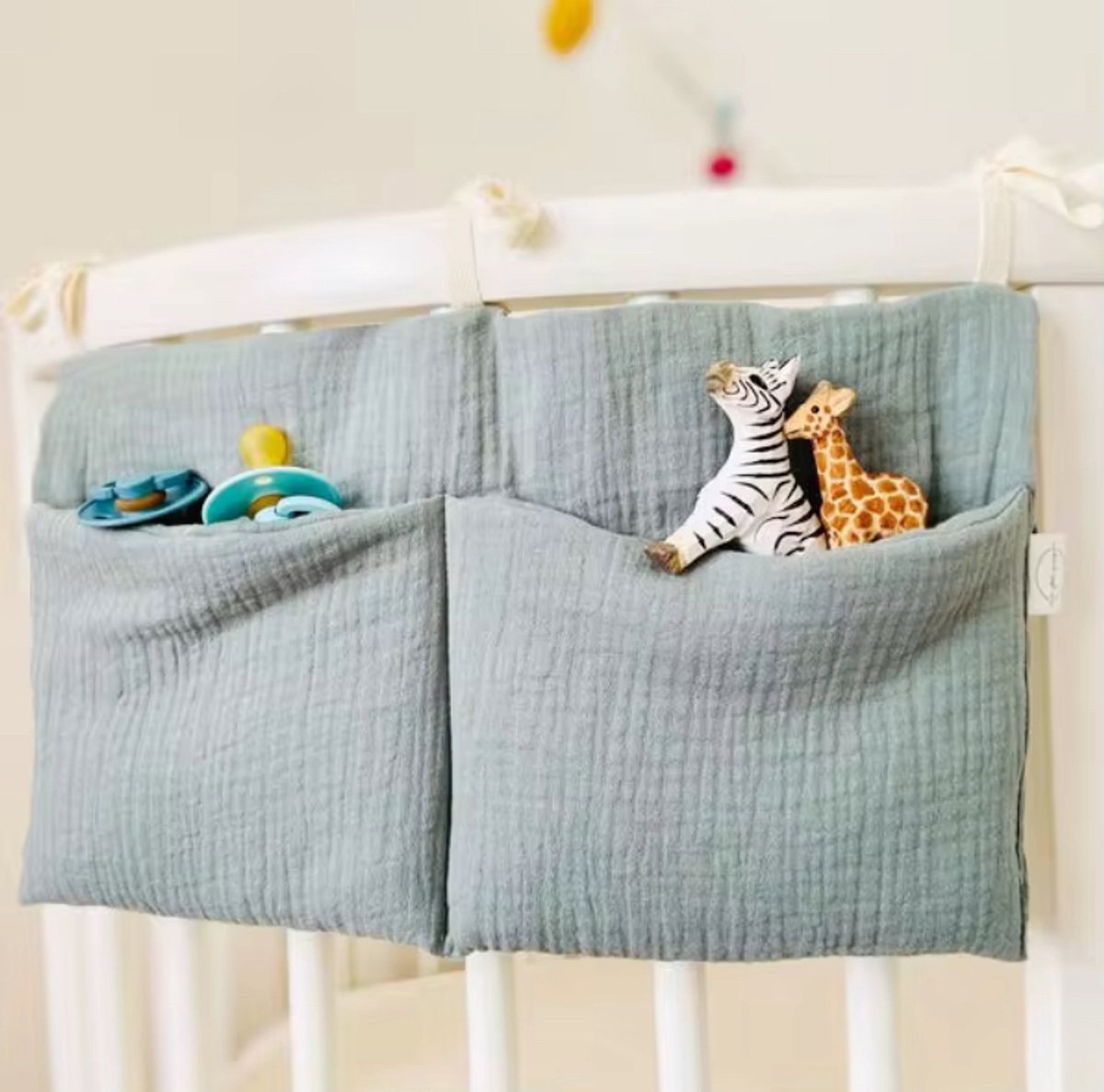 Il Bambini - Hydrofiele Baby Boxopbergtas - Boxzak Organiser - Effen groen/grijs - 20x39 cm