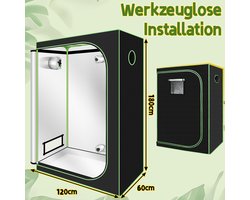 Kweektent Compleet Set Kweeklamp ,120*60*180CM Kweekkast ,Growbox voor Binnen,Groeikas , Alles-in-één Indoor complete kweektent set voor Planten, Groenten en Kruiden
