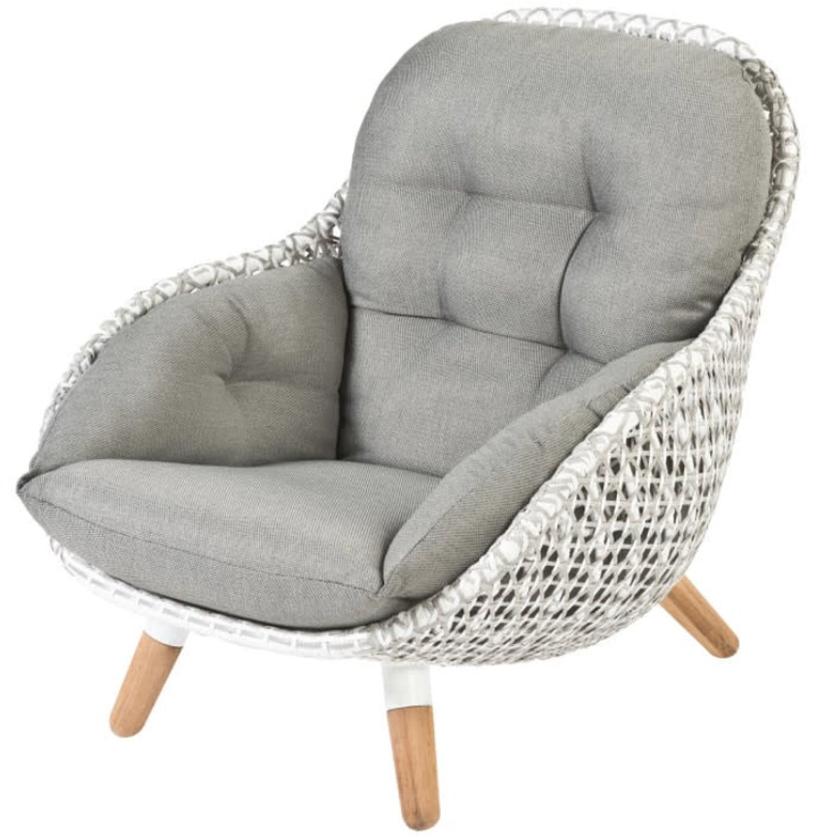 Tierra Outdoor Prince Lounge Chair - blanc - taupe - coussins charcoal