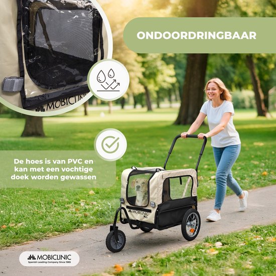 Mobiclinic Bark - Hondenfietskar - Fietskar - Tot 40Kg - 110 x 54 x 94 cm - Opvouwbaar met Reflectoren - Waterdichte hoes - Wit en Zwart van Mobiclinic — afbeelding 5
