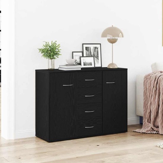 vidaXL - Buffet - 88x30x64 - cm - traité - bois - noir - couleur chêne