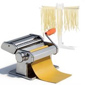 AUM® Pastamachine Set – Complete Pastaset om Zelf Verse Pasta te Maken – 9-Standen RVS Pastamachine + Opvouwbaar Pasta Droogrek – Voor Spaghetti, Tagliatelle, Fettuccine & Lasagne