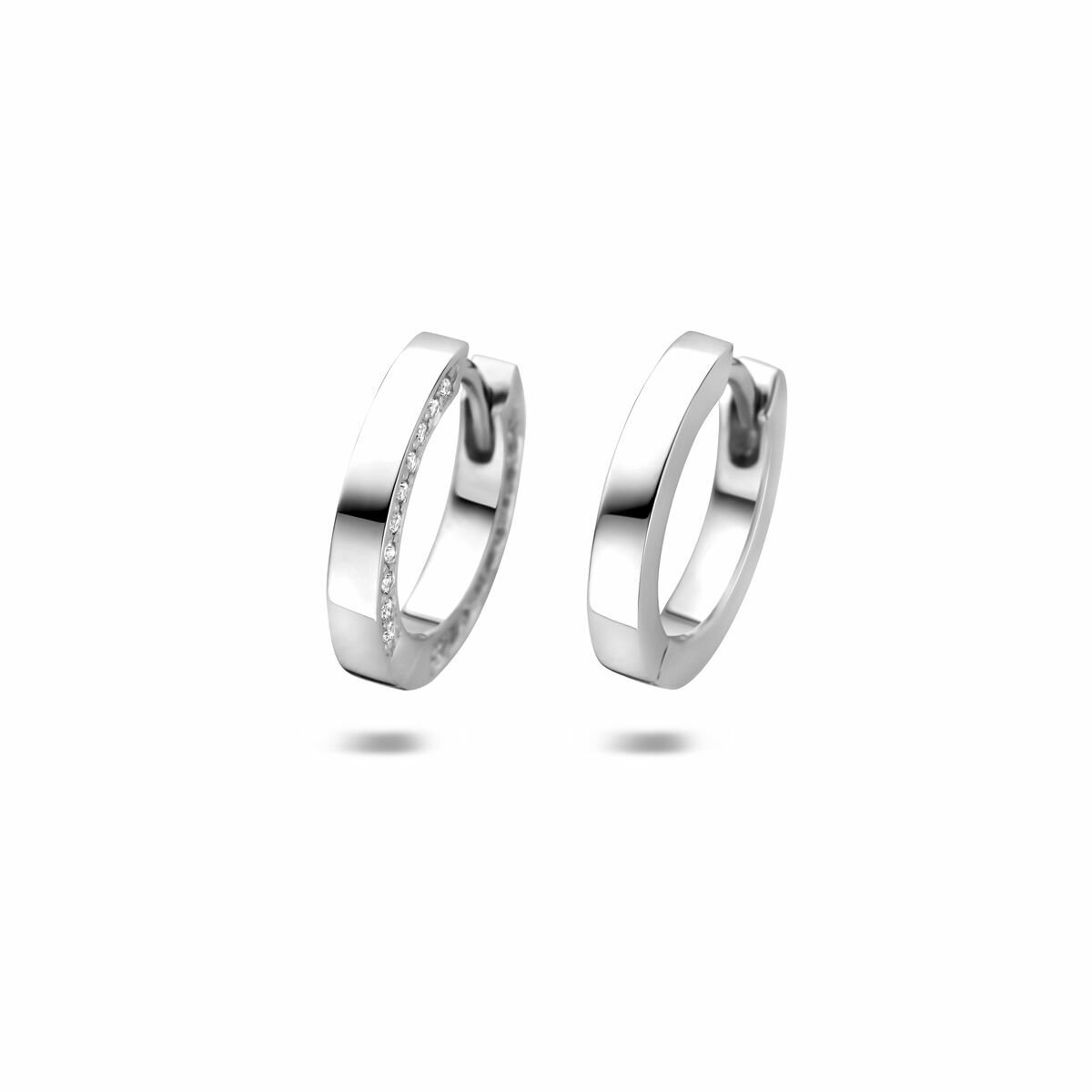 Zilveren gerhodineerde klapoorringen zirkonia 14,5 mm - 1341707