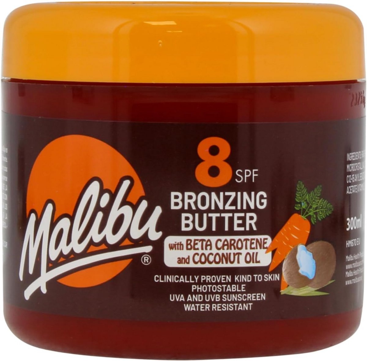 Malibu - Tanning Bronzing Butter - Met Beta-caroteen en Kokosolie - SPF 8 - Zonbescherming - 300ml