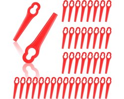 Kunststof grasmaaiermessen, 70 stuks vervangende kunststof messen, 83 mm grasmaaier snijmessen Geschikt voor Einhell GC-CT 18/24 Li, Bosch ART23 LI Accutrim Easytrim Accu Rood