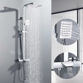 Auralum Max Regendouche Met Thermostaatkraan - ABS Doucheset - Hoofddouche & Neerwaartse Waterval - Intelligente thermostaat van 38 graden - Verstelbare Regendouche - RVS - Chroom