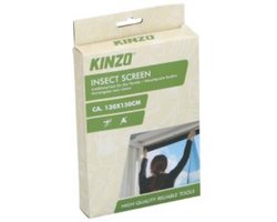 Kinzo Raamhor 130 x 150 cm - Horrengaas voor Ramen met Klittenband - Vliegen- en Muggengaas op Maat te Knippen - Wasbaar tot 30°C - voor Binnenmontage - Incl. 5.6m Klittenband Rol