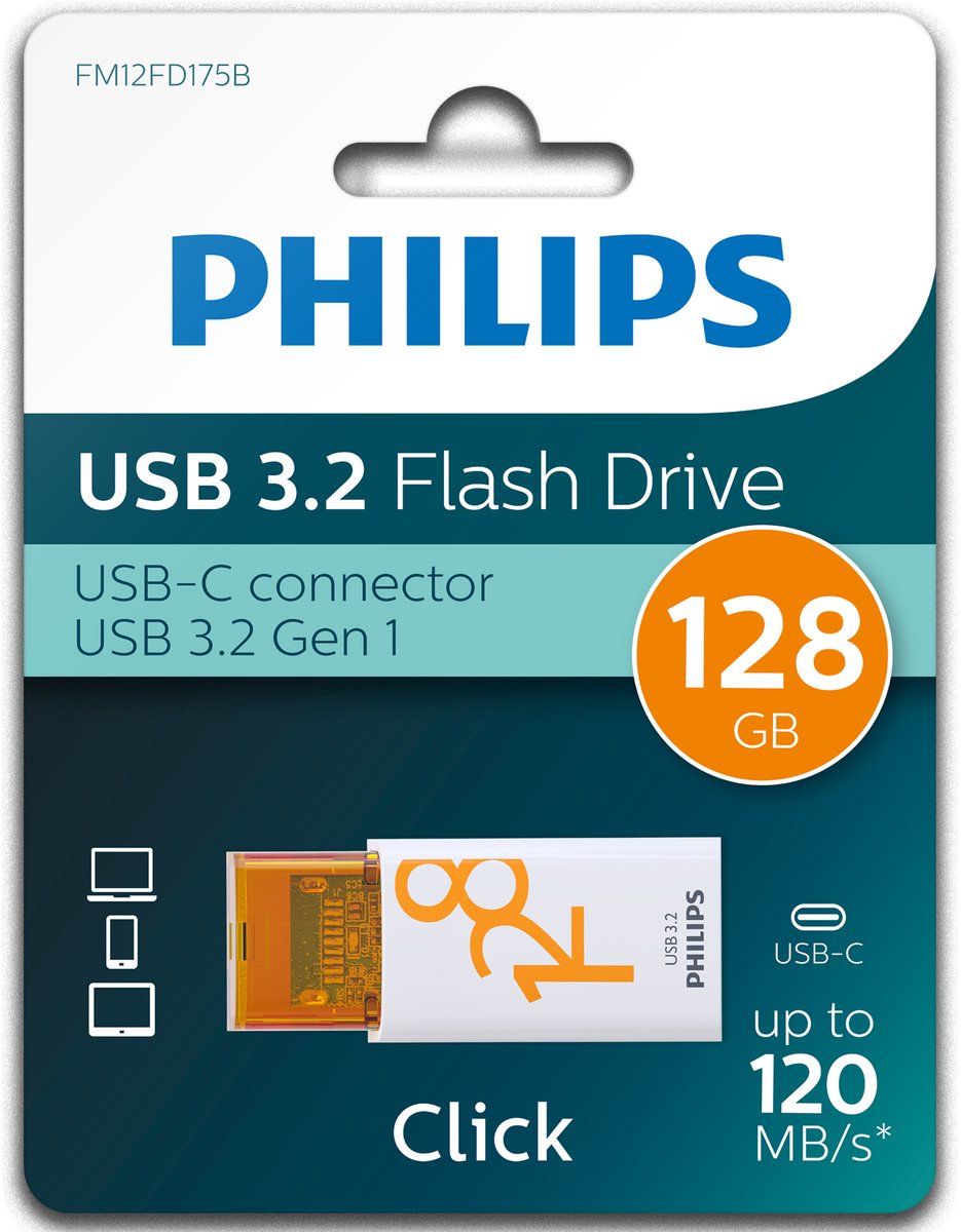 Philips FM12FD175B- USB 3.2 GEN 1 - USB-C click serie - 128GB