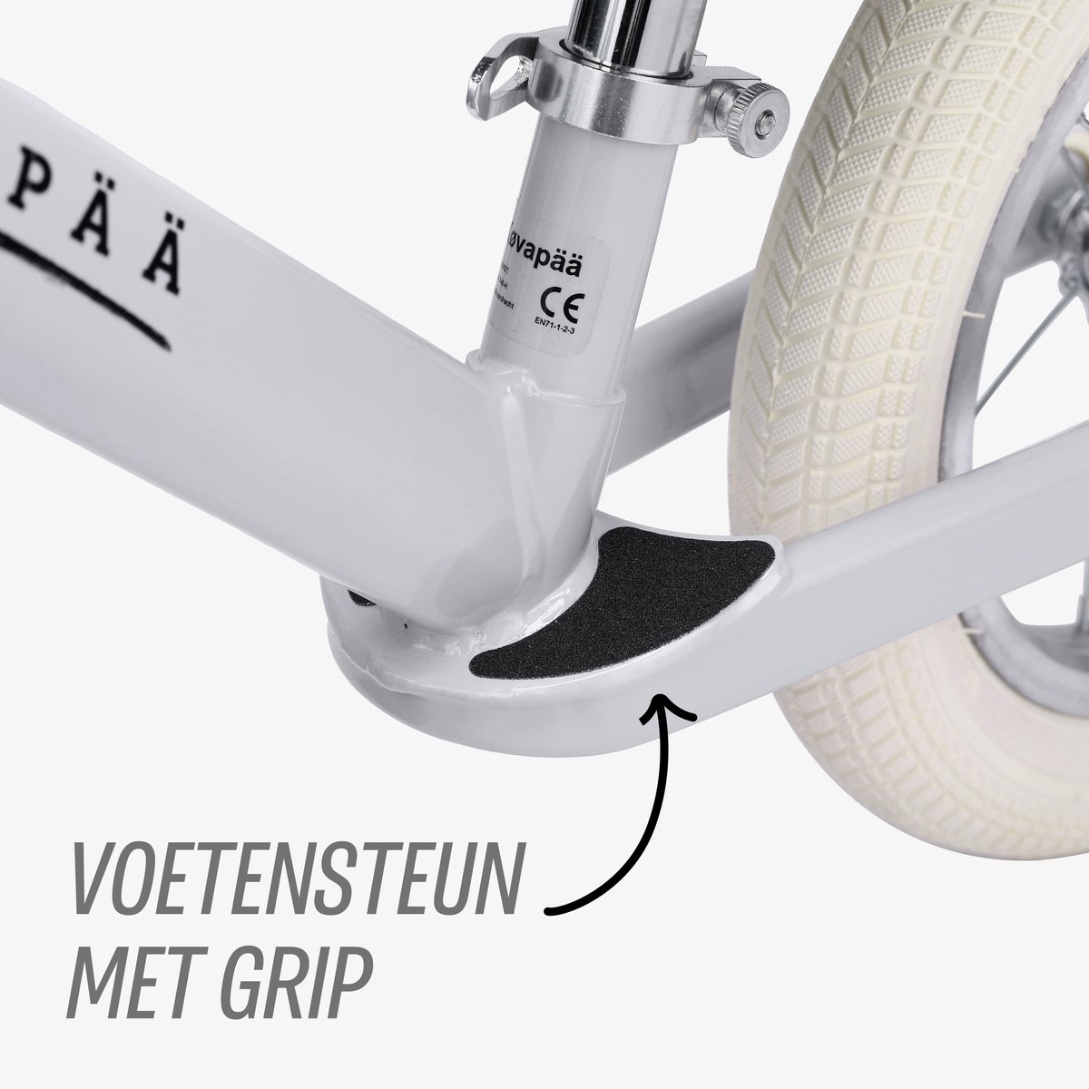 Køvapää - Loopfiets - Met Naamsticker - loopfiets 2 jaar - luchtbanden - 12 inch - Grijs — afbeelding 6