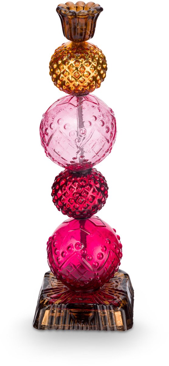 Pip Studio - Love Birds Glass Bead - Kandelaar - Glas - Rood/Geel - 30 cm