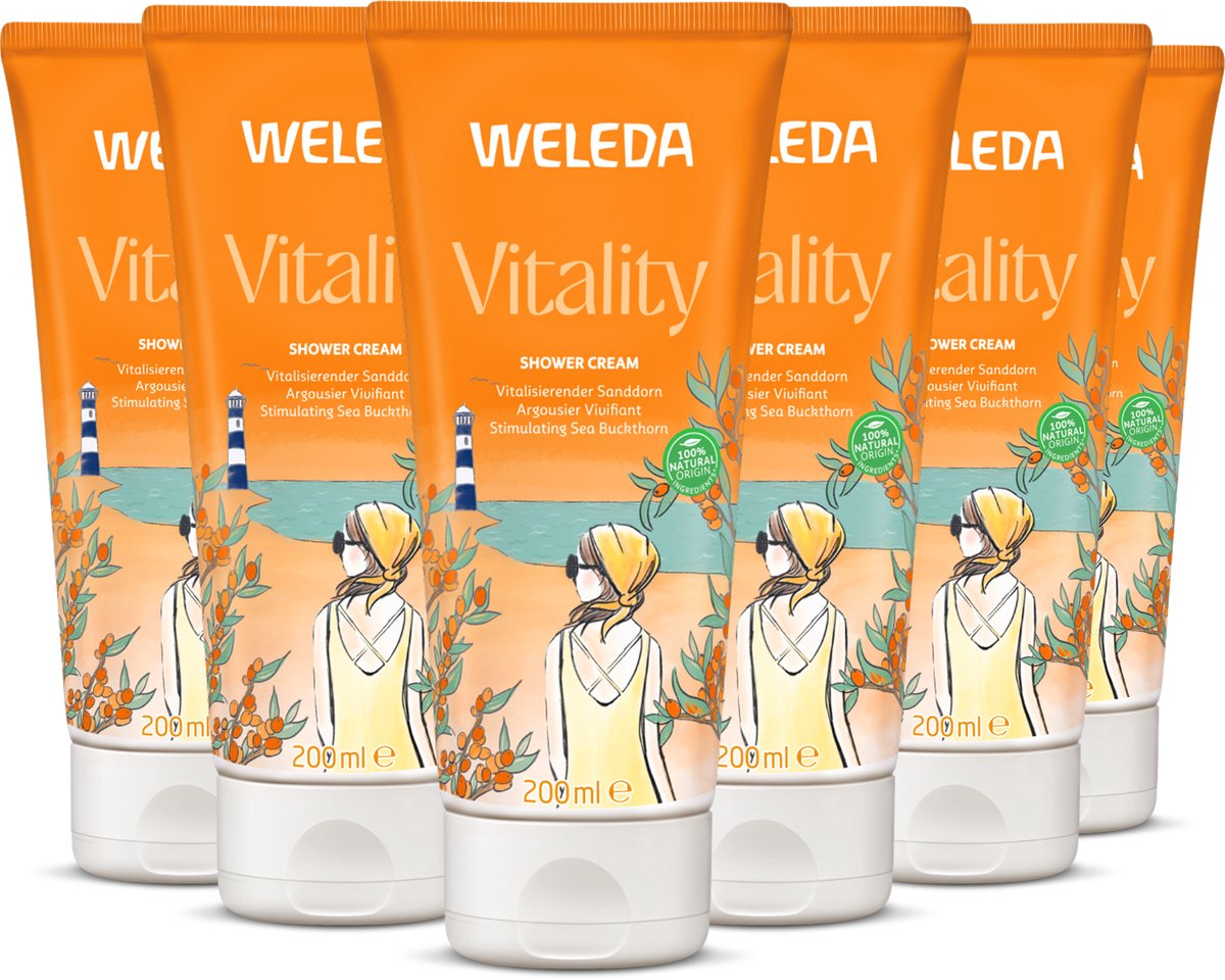 WELEDA - Duindoorn Vitality Douchecrème - Voordeelverpakking - 6x200ml - 100% natuurlijk