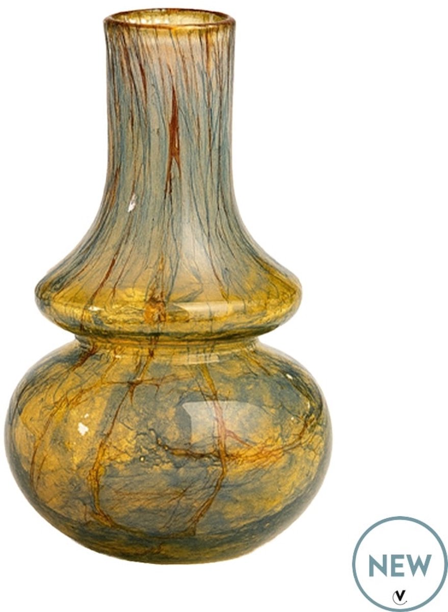 Vase The World Vaas Yala Cristales | Mondgeblazen glas | multi color | Ø16 x H25 cm blauw tinten