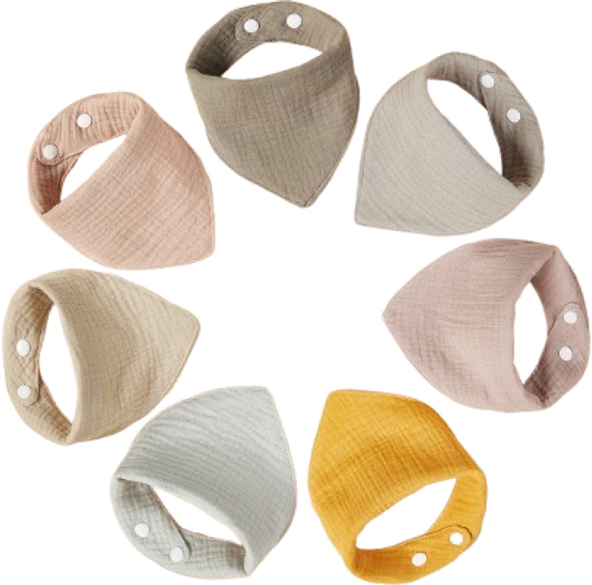 Image of 7 stuks - baby slabbetjes - kwijl bestendige slabbetjes - met 2 verstelbare knopen - unisex driehoekige slabbetjes - zacht - absorberend - ademend - voor pasgeborenen, baby's en peuters - 26*26*33 cm - 7 kleuren