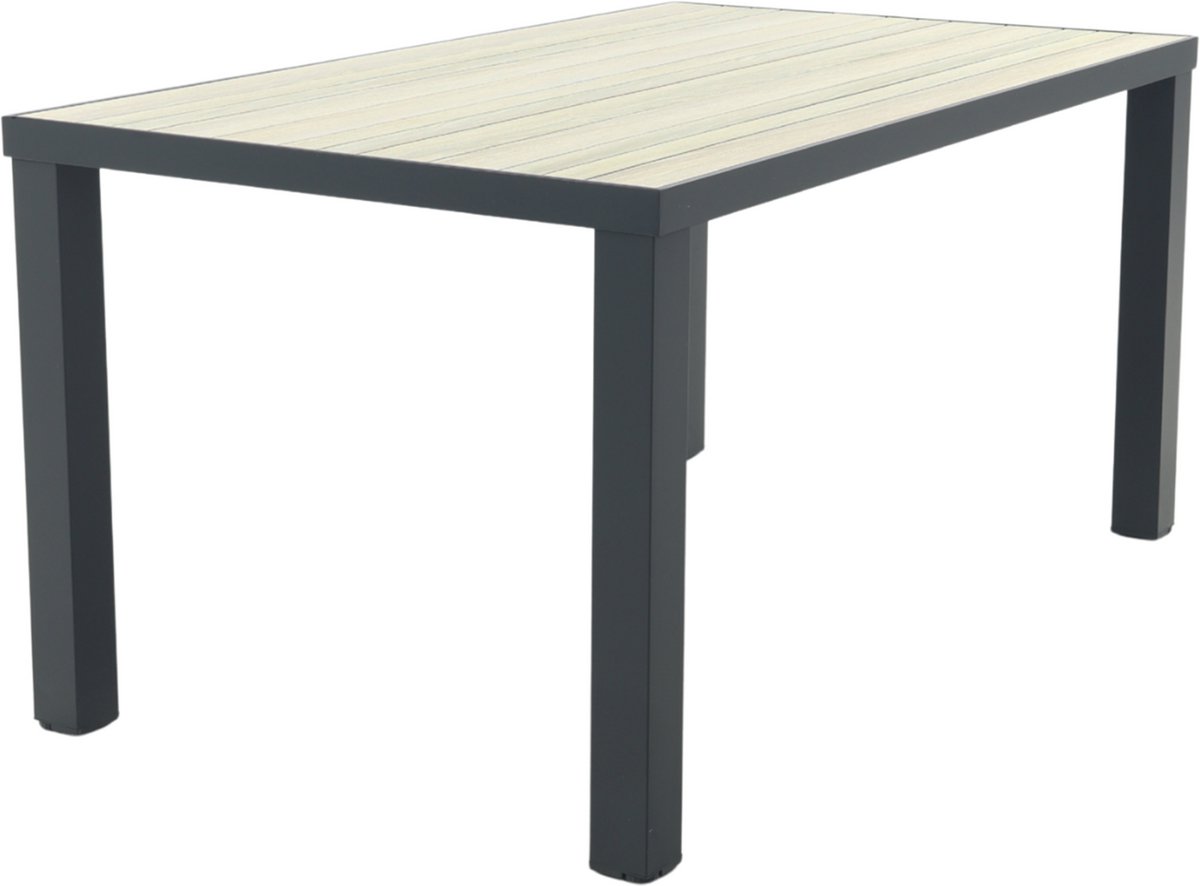 Nola tuintafel 160x90 cm. - Antraciet/Houtlook - 4 persoons