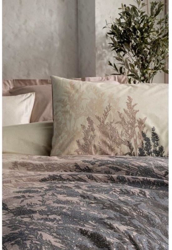 Parure de lit - 1 dekbedovertrek 220 x 240 cm + 2 taies d'oreiller 60 x 60 cm - 100% coton - Beige