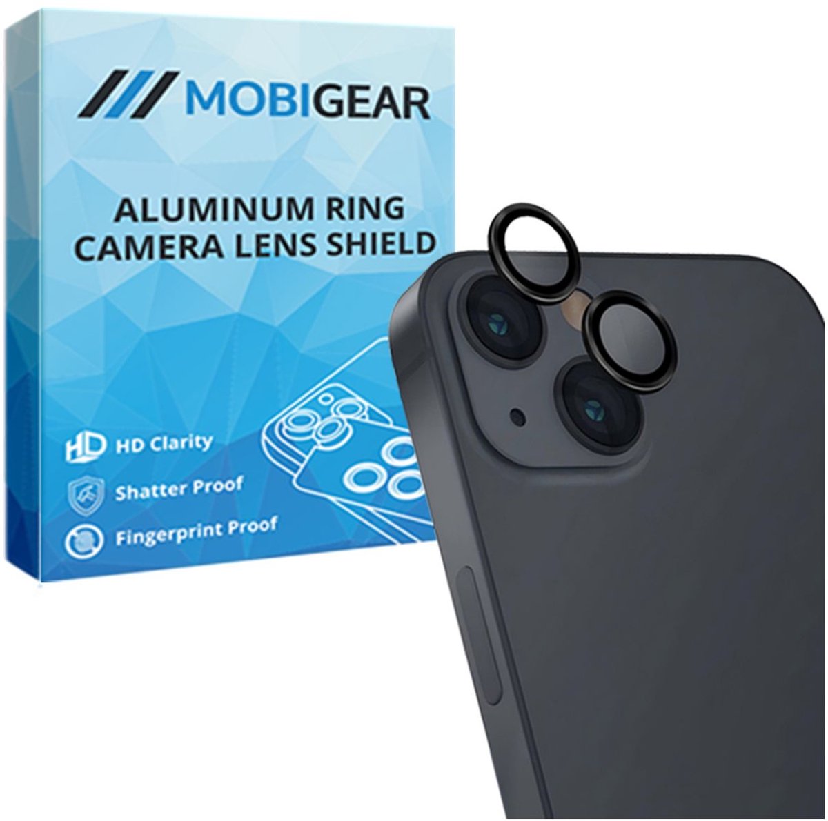 Mobigear Screenprotector geschikt voor Apple iPhone 15 Plus Glazen | Mobigear Single Camera Lens Protector - Case Friendly - Zwart