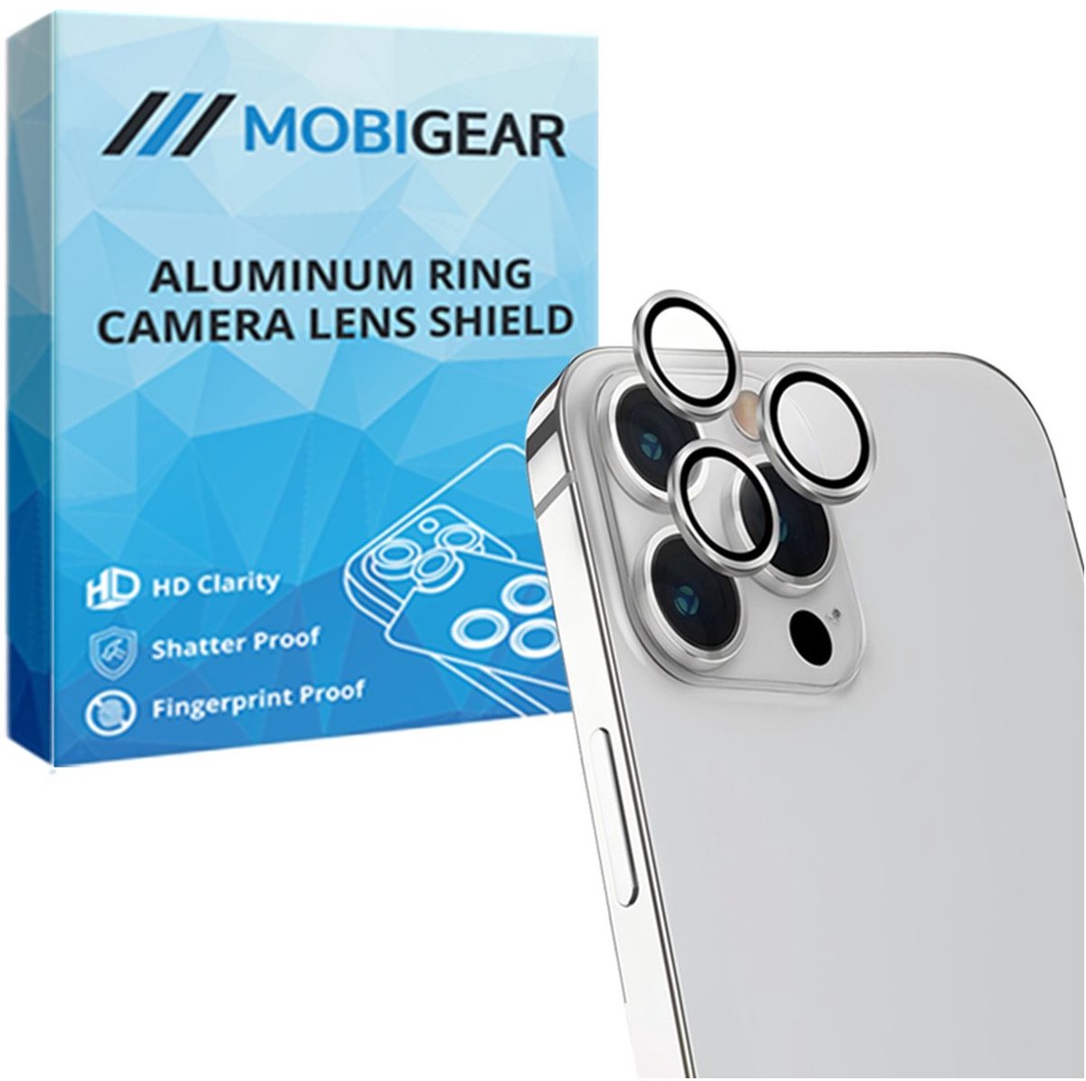 Mobigear Screenprotector geschikt voor Apple iPhone 13 Pro Glazen | Mobigear Single Camera Lens Protector - Case Friendly - Zilver
