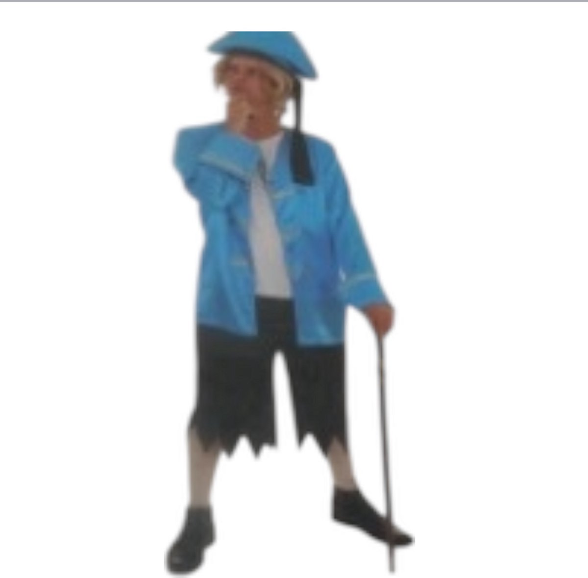 Sexy Boekanier Verkleedset – Zwarte Gerafelde Broek, Blauwe Jas & Hoofddoek – Maat S