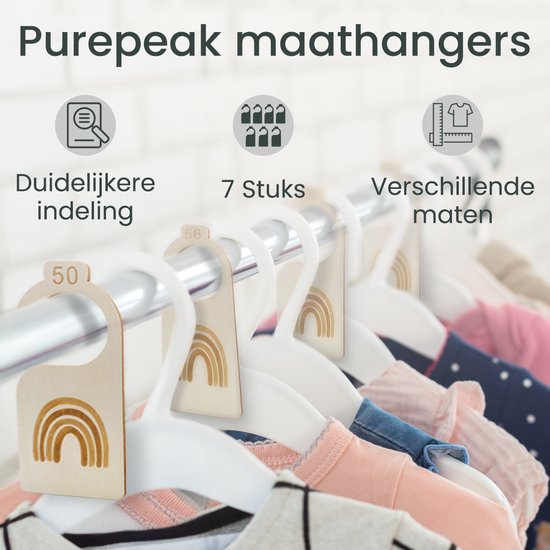 Purepeak Maathangers Baby Set 7 Stuks - Kledinghangers Geschikt voor Maat 50 tm 86 - Kastverdeler Kind - Maatverdelers voor Babykleding — afbeelding 3