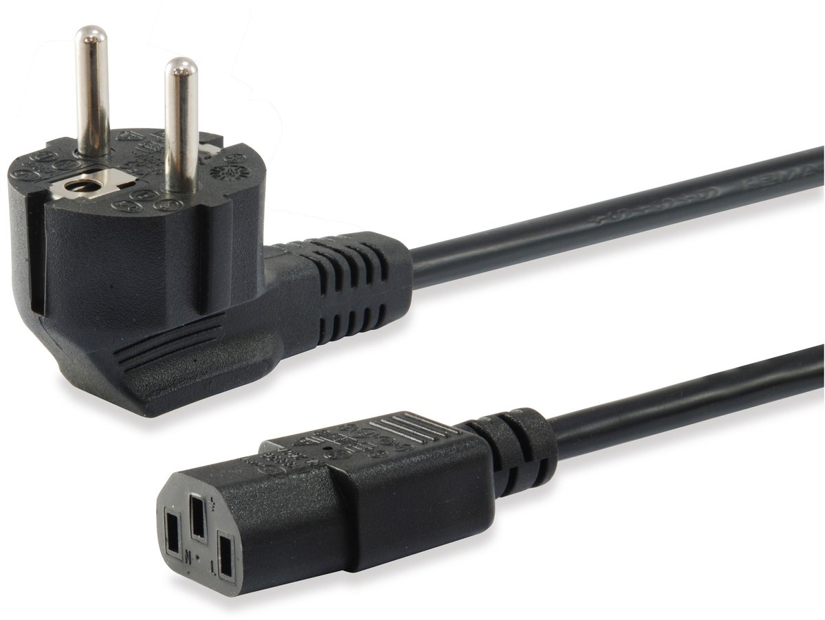 Equip apparaatsnoer Netstekker type F Mannelijk naar C13 stekker Vrouwelijk 3 meter Zwart