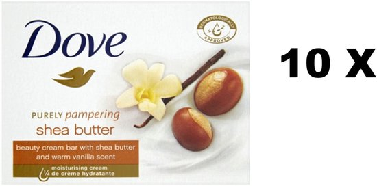 10 x Dove "purely pampering" beauty cream bar met sheaboter en vanillebloem.