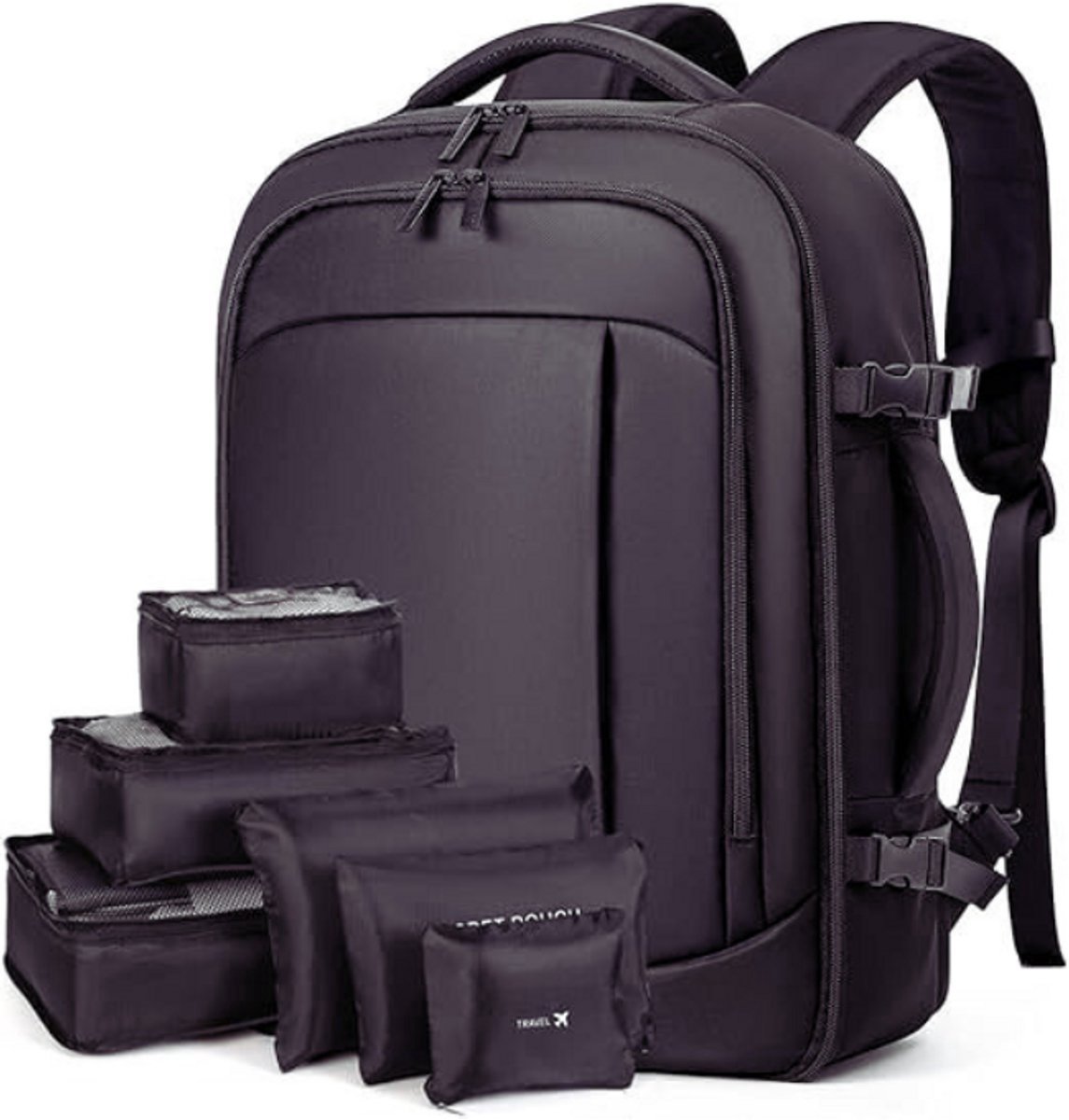 Thuys – Ryanair Handbagage Rugzak & Cabinekoffer 45 x 36 x 20 Cm – 6 Organisatietassen Voor Zakenreizen – Zwart