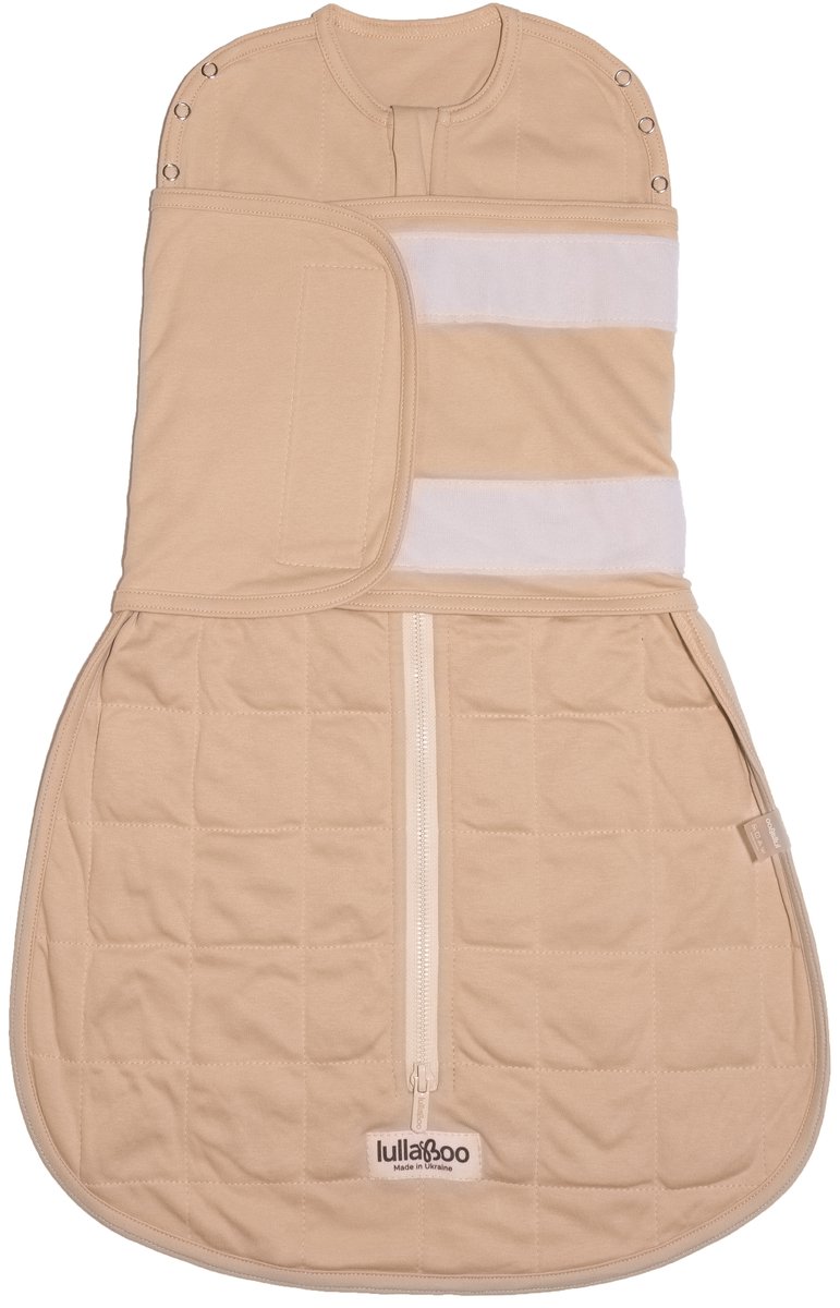 Baby Verzwaarde Slaapzak 0–6 mnd (maat XS) met afneembare inbakerband – Beige – TOG 1.2 (Weighted Sleeping Bag Lullaboo)