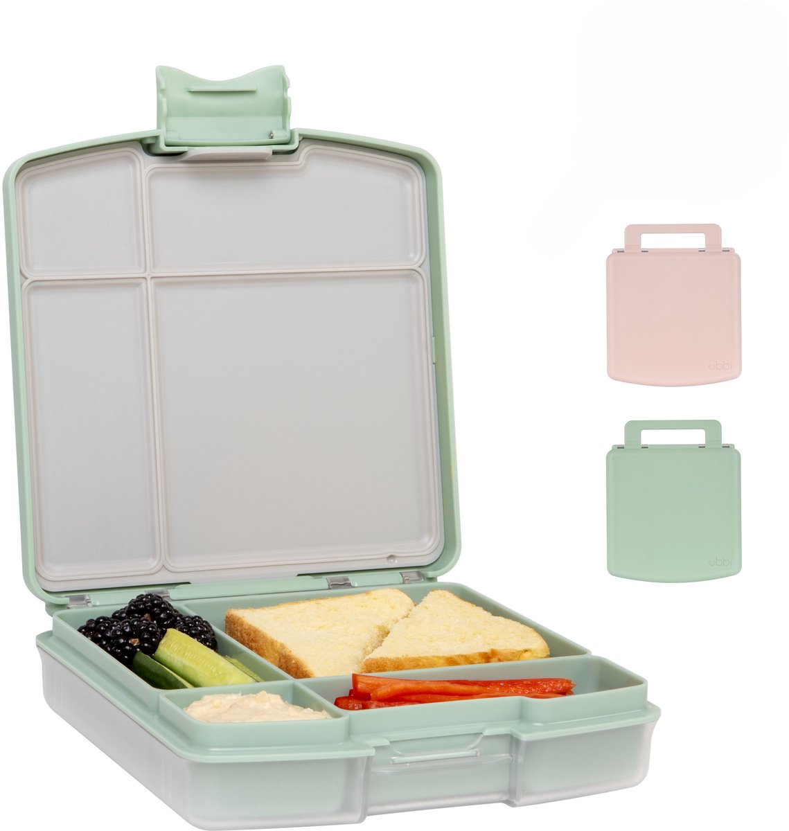 Ubbi Bentobox - Lunchtrommel - Lunchbox - 4 vakken - Handvat - Luchtdicht - Vaatwasserbestendig - Groen
