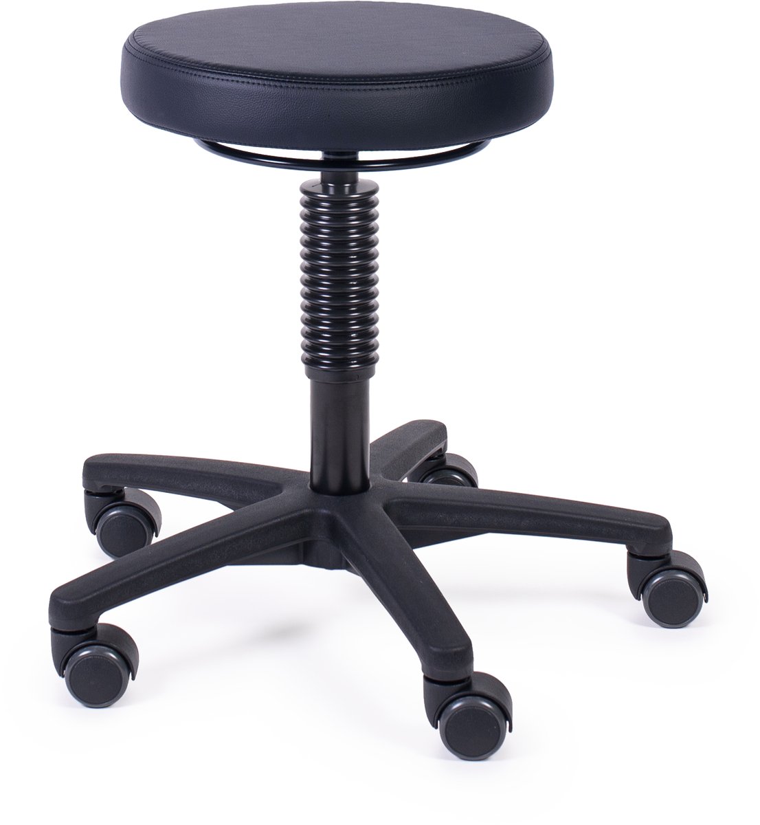MTM tabouret JORD 160-N - zwart kunstleer - kunststof kruisvoet - op wielen - zithoogte 47–62 cm