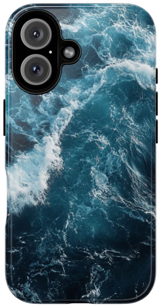 Oceaangolven in Diepblauw – Telefoonhoesje Geschikt voor iPhone 16