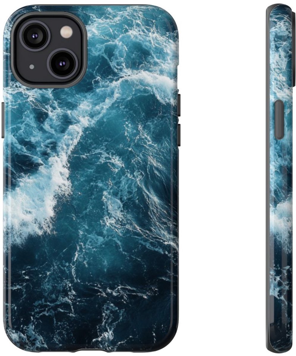 Oceaangolven in Diepblauw – Telefoonhoesje Geschikt voor iPhone 14 Plus