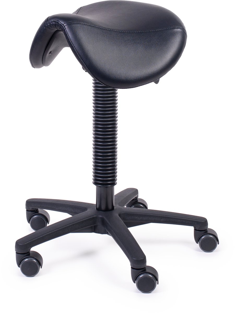MTM zadelkruk FREYA 200-N - zwarte zadelzitting - kunstleer - kunststof kruisvoet - op wielen – 52/72 cm