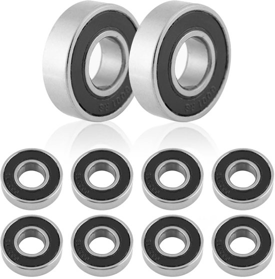 Zunate Kogellagers – 10 Stuks 6001-2RS, Rubberen Afdichtingen, 12x28x8 Mm, Temperatuurbereik -20 Tot 200°C