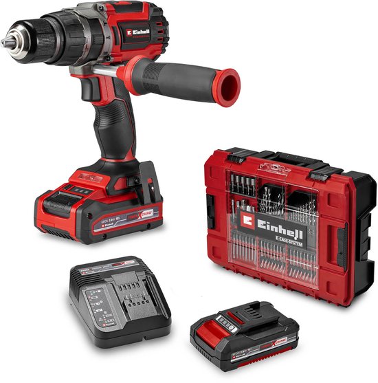 Einhell Professional Accu Klopboor-/ Schroefmachine TP-CD 18/70 Li-i BL +70 Kit - Power X-Change - 18 V/Li-ion - Met impactfunctie - 70 Nm - Koolborstelloze motor - Incl. 70-delige bit-/borenset, 1x 2,0 Ah accu, 1x 3,0 Ah accu en lader, Koffer