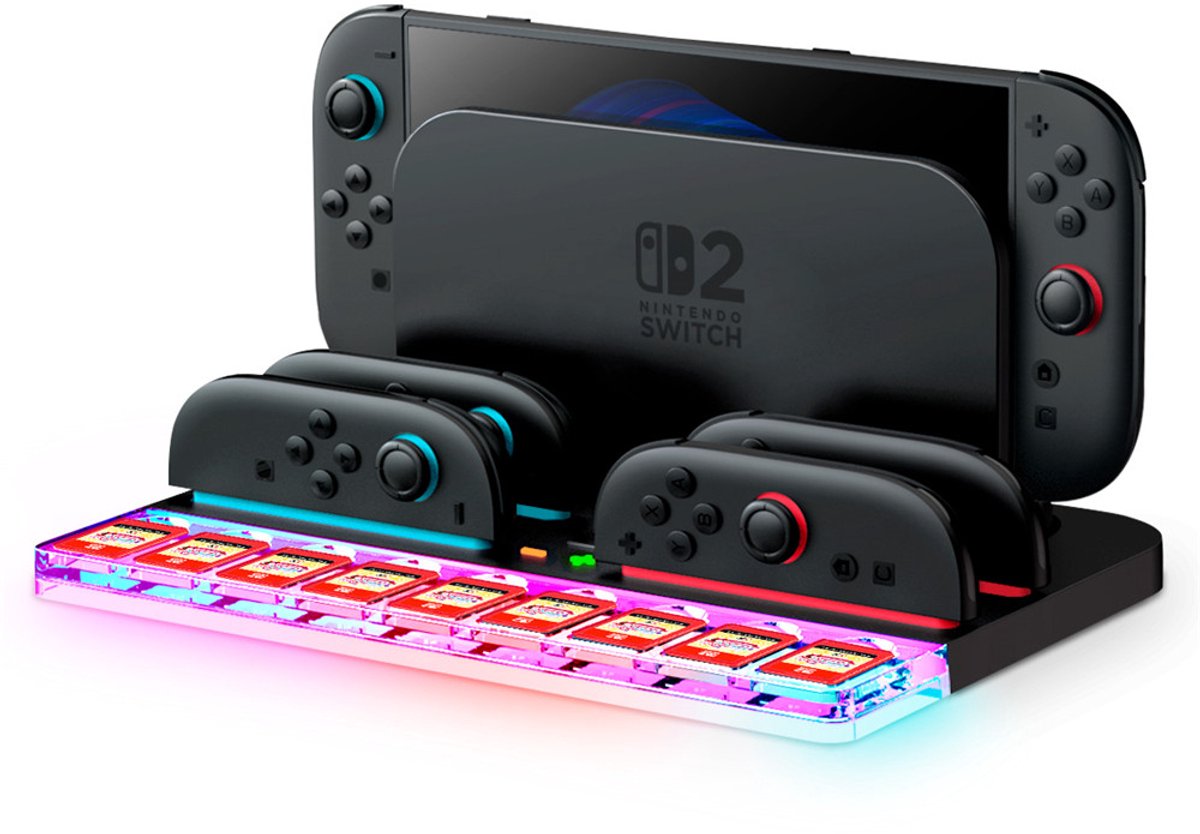 Supcase Joy‑Con Laad & Organizer Dock geschikt voor Nintendo Switch 2 – Max 4 Joy Con - 9 Game Card Slots - Ambient LED & Heat Dissipatie