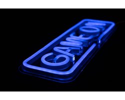 PREYON Neon gaming LED-wandlamp GAME ON Blue Eye Bait (PBEB12GO), USB-voeding, Duurzame Acrylversterking