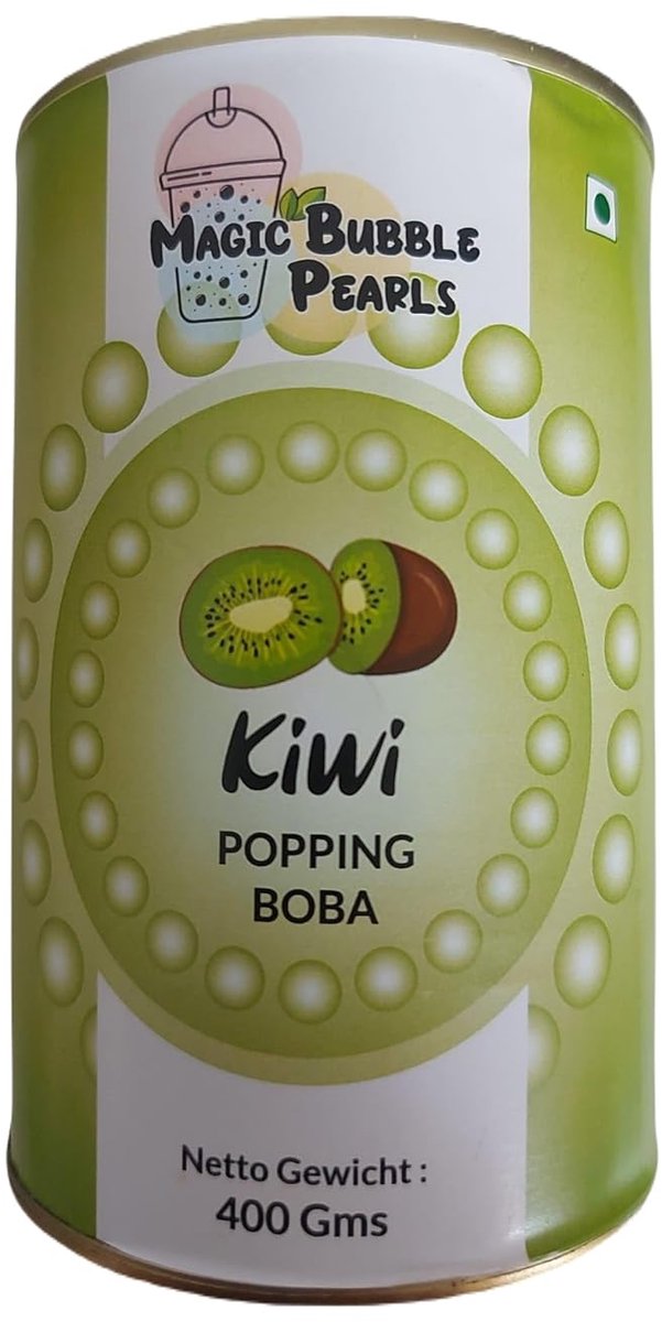 Magic Bubble Pearls – Kiwi Popping Boba, 400g | Poppende Vruchtparels met Kiwismaak voor Bubble Tea, Mocktails, IJs & Meer met Kajal Sticker