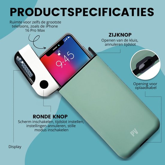 Handy-vergrendelingsbox met timer, mobiele gevangenis met timer, telefoonslotbox met timer, mobiele kluis met tijdslot, telefoongevangenis voor iPhone/Android-telefoon Max 17 cm, helpt kinderen