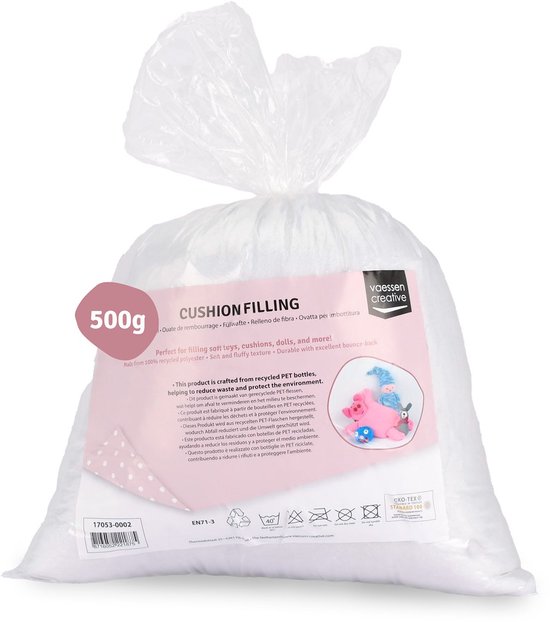 Vaessen Creative Kussenvulling - Vulling voor Knuffels - Polyester Vulmateriaal - 500g