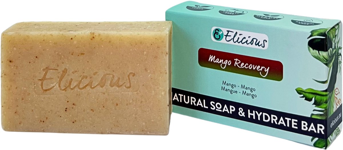 Elicious® - Natuurlijke Zeep - Mango - Handgemaakte Zeep - Biologisch Afbreekbaar - Handzeep - Douchezeep - Halal - Plasticvrij - Alcoholvrij - Vegan - Dierproefvrij - 100gr
