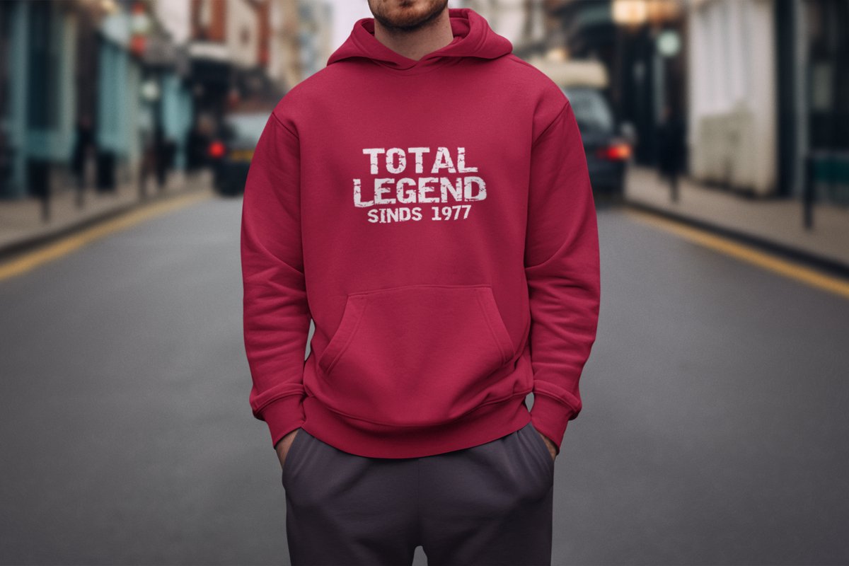 1977 Jaar Rood Hoodie heren - Maat M - Total Legend - Verjaardag Cadeau Mannen - Limited Edition