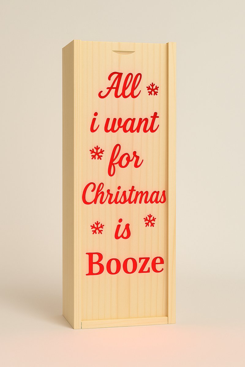 Luxe drankdoos - Christmas Booze - Gravure - Met LED-verlichting - Geschenkverpakking - Wijndoos - Wijnkist - Ilumiëllo